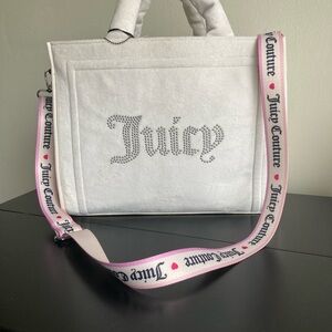 NWT Juicy Couture Angel Extra Spender Tote Bag Rhinestone Logo Pink Strap